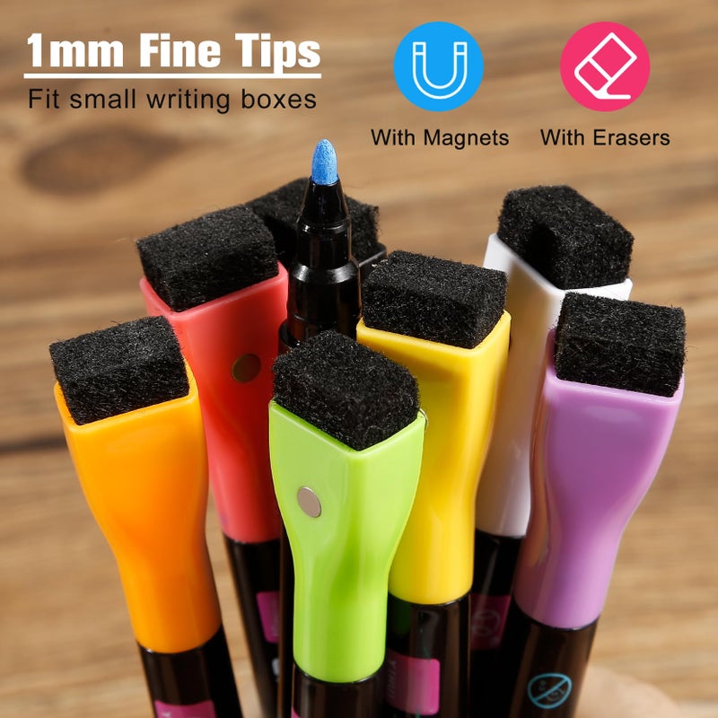 OORAII Magnetic Liquid Chalk Markers Wet Erase Markers for Acrylic Calendar Planning Board Clear Glass Writing Board Whiteboard Window/Mirror  8 Pack  8 Vibrant Color  1mm Fine Tip - Image 5